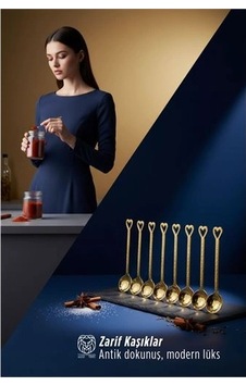 8'li Lüks Gold Zamak Ölçü Ve Baharat Kaşığı Seti - Özel Tasarım 722902 Sarı