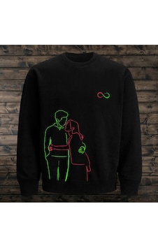 Designer Sevgiler Günü Sweatshirt Çift Kombini Hoodie Love Kombinleri,sevgili Sonsuzluk Kazak SIYAH