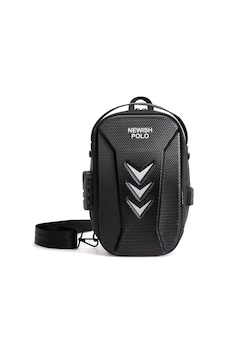 Newish Polo Erkek Şifreli Kilitli Su Geçirmez Sling Bag 404 Çapraz Omuz Ve Sırt Çantası - New404 Siyah