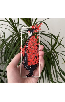 1 Adet Tanjiro Kitap Ayracı Alevli Şeffaf Çerçeve Anime Ayraç