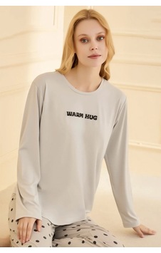 Remsa Kadın Milan Kumaş Pijama Takımı 50902-2383 Gri Gri