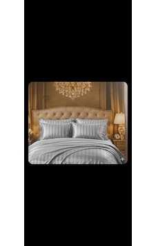 Deluxe Saten Nevresim Takımı Gri, Çift Kişilik Çok Renkli Deluxe Saten Nevresim Takımı Gri, Çift Kişilik Çok Renkli