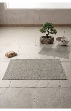 Cotton Box Aura Jakarlı Kaymaz Taban Pamuklu Paspas Seti Vine Vizon 60x90+40x60 Cotton Box Aura Jakarlı Kaymaz Taban Pamuklu Paspas Seti Vine Vizon 60x90+40x60