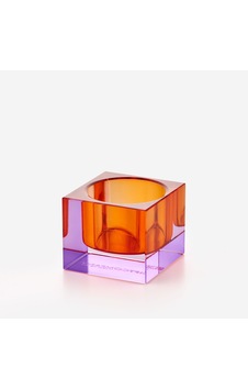 Kırmızı Kristal Cam Mumluk 5x3,7x5 Cm