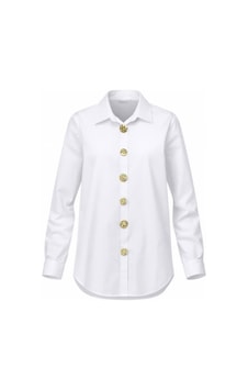 Miss Poem Kadın Beyaz Gold Düğmeli Slim Fit Likralı Pamuk Gömlek Beyaz Miss Poem Kadın Beyaz Gold Düğmeli Slim Fit Likralı Pamuk Gömlek Beyaz