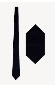Erkek Siyah Düz Slim Kravat Mendil Set Erkek Siyah Düz Slim Kravat Mendil Set