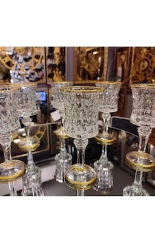 Çeyizci Çarşı 6lı Yaldızlı Kristal Ayaklı Su Bardağı Kahve Yanı Su Bardak Çeyizci Çarşı 6lı Yaldızlı Kristal Ayaklı Su Bardağı Kahve Yanı Su Bardak