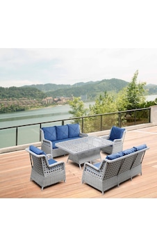 Emel Home Filyos 8kişilik Gri Örgü Rattan Oturma Grubu Minderli Gri Emel Home Filyos 8kişilik Gri Örgü Rattan Oturma Grubu Minderli Gri
