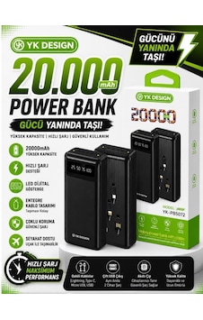 Yk Desıgn Pb-5072 20.000 Mah Kendinden Kalolu Powerbank Siyah Yk Desıgn Pb-5072 20.000 Mah Kendinden Kalolu Powerbank Siyah
