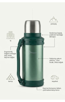Penguen 1.5 Litre Avcı Termos Vakumlu Çelik Termos Kamp Piknik Çay Kahve Termosu Sus304 Bpa Free Yeşil Penguen 1.5 Litre Avcı Termos Vakumlu Çelik Termos Kamp Piknik Çay Kahve Termosu Sus304 Bpa Free Yeşil