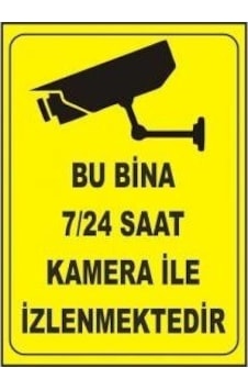 Uyarı Levhaları "bu Bina 7/24 Saat Kamera İle İzlenmektedir" Pvc 25 35 Uyarı Levhaları "bu Bina 7/24 Saat Kamera İle İzlenmektedir" Pvc 25 35