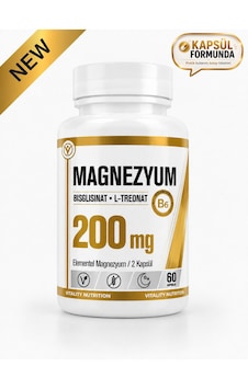 Vitality Nutrition Magnezyum 60 Kapsül Bisglisinat + L-treonat + Vitamin B6 Vitality Nutrition Magnezyum 60 Kapsül Bisglisinat + L-treonat + Vitamin B6