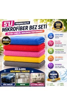 Misgibi Profesyonel Mikrofiber Temizlik Bezi 5 Adet Çok Amaçlı Ev - Araç Temizliği Misgibi Profesyonel Mikrofiber Temizlik Bezi 5 Adet Çok Amaçlı Ev - Araç Temizliği