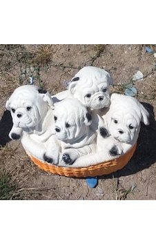 M3 4 Dört Köpek Yavrusu Iç Dış Mekan 40Cm Bahçe Köşe Ev Heykeli Beyaz - Venge M3 4 Dört Köpek Yavrusu Iç Dış Mekan 40Cm Bahçe Köşe Ev Heykeli Beyaz - Venge