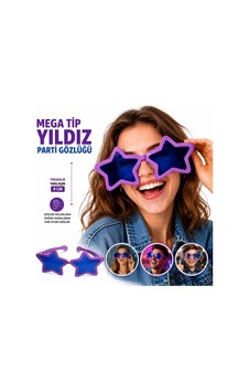 Mega Tip Yıldız Parti Gözlüğü Mor Renk Çok Renkli Mega Tip Yıldız Parti Gözlüğü Mor Renk Çok Renkli