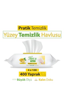 Turco Doğadan Pratik Yüzey Temizlik Havlu Limon 4 x 100'lü Turco Doğadan Pratik Yüzey Temizlik Havlu Limon 4 x 100'lü