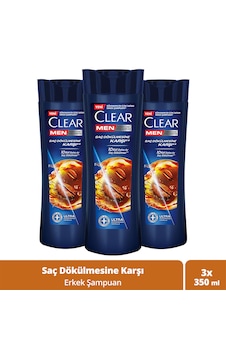 Clear Men Kepeğe Karşı Etkili Şampuan Saç Dökülmesine Karşı 3 x 350 ML Clear Men Kepeğe Karşı Etkili Şampuan Saç Dökülmesine Karşı 3 x 350 ML
