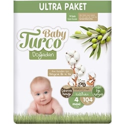Baby Turco Dogadan Bebek Bezi 4 Numara Maxi Firsat Paketi 104 Adet