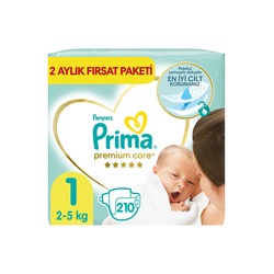 Prima Bebek Bezi Premium Care 1 Numara Yenidogan Aylik Firsat Paket 210’lu
