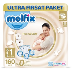 Molfix Pure & Soft 1 Beden Yenidogan 160 Adet - Molfix
