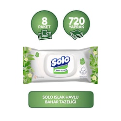 Solo Islak Havlu Kapakli 8 x 90 Adet 720 Yaprak - Solo
