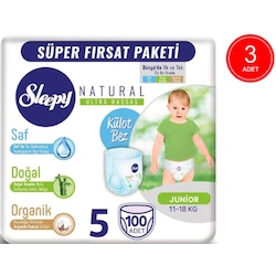 Sleepy Natural Külot Bez 5 Numara Junior Süper Firsat Paketi 3 x 100 Adet
