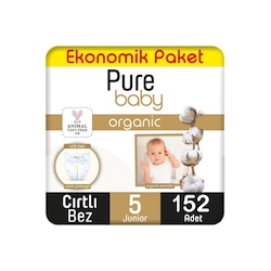 Pure Baby Organik Pamuklu Cirtli Bez Ekonomik Paket 5 Numara Junior 152 Adet