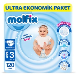 Molfix Bebek Bezi 3 Beden Midi Ultra Ekonomik Paket 120 Adet - Molfix