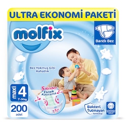 Molfix Bebek Bezi 4 Numara Maxi Ultra Ekonomi Paketi 200 Adet