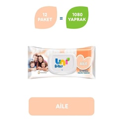 Uni Baby Aile Islak Mendil 12'li 1080 Yaprak - Uni Baby