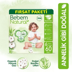 Bebem Natural Bebek Bezi 6 Beden Ekstra Large Firsat Paketi 60 Adet