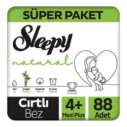 Sleepy Natural Süper Paket Bebek Bezi 4  Numara Maxi Plus 88 Adet