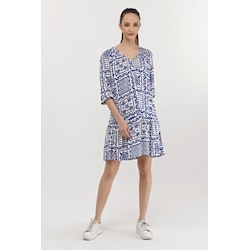 Mavi Renk Çiçekli Elbise