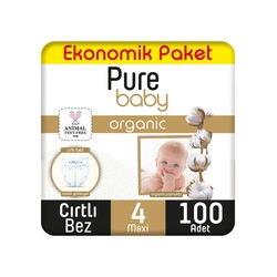 Pure Baby Organik Pamuklu Cirtli Bez Ekonomik Paket 4 Numara Maxi 100 Adet - Pure Baby
