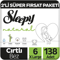Natural 2'li Süper Firsat Paketi Bebek Bezi 6 Numara 138 Adet