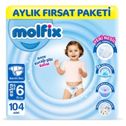 Molfix Bebek Bezi 6 Beden Extra Large Aylik Firsat Paketi 104 Adet