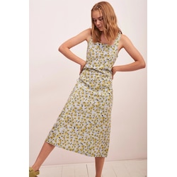 Papatya Desen Askili Elbise Mavi