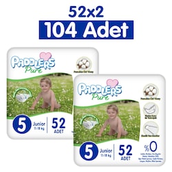 Paddlers Pure Bebek Bezi 5 Numara Junior Jumbo Set 104 Adet