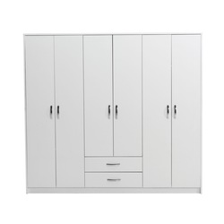 metalia gm066 delux 6 kapili 2 cekmeceli gardrop beyaz