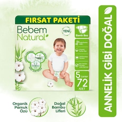 Bebem Natural Bebek Bezi 5 Beden Junior Firsat Paketi 72 Adet