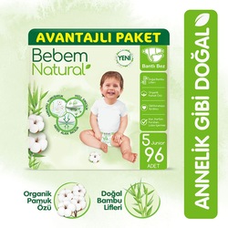 Bebem Natural Bebek Bezi 5 Beden Junior Avantajli Paket 96 Adet - Bebem Natural