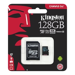 Kingston Canvas Go SDCG2/128GB 128 GB Class 10 MicroSDXC UHS-I U3 Hafıza Kartı + Adaptör