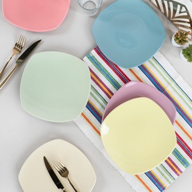 Keramika Soft Mix Köşem Pasta Tabağı 22 cm 6 Adet