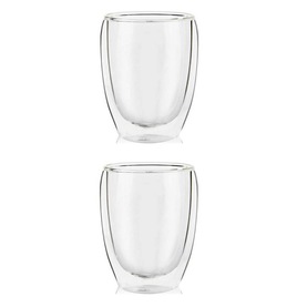 2 ADET 350 ml Borosilikat Çift Camlı Bardak Çift Cidarlı Bardak