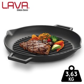 Lava Döküm Tava Yuvarlak 30cm Izgara Tava