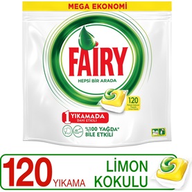 Fairy Hepsi Bir Arada Limon Kokulu Bulaşık Makinesi Deterjanı 120 Tablet