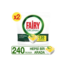 Fairy Hepsi Bir Arada Limon Kokulu Bulaşık Makinesi Deterjanı 2 x 120 Tablet 240 Yıkama