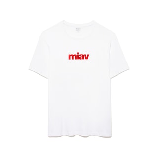 Mavi - Miav Baskılı Erkek Tişört 067153-622 Kırmızı Beyaz