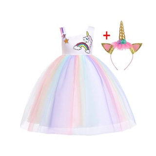  Unicorn  Kost m Ve Ta  Rainbow Elbise Kz ocuk Elbise 