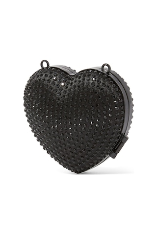Kurt Geiger Micro Heart Clutch Bag, Kalp Şekilli Mini Zincirli Çanta Tek Boy Kadın Tasarımı Siyah